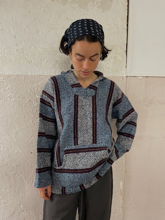 Vintage Wool Blend Hoodie Made in Mexico Grey Unisex – L