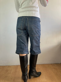 Jeans Vintage Dark Blue Denim 3/4 Pants Pattern Spring Women – S