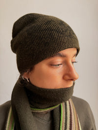 Beanie Brown and Dark Green Unisex - One Size