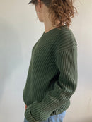Sweater Oversized Vintage Green Washed Denim Longsleeve Unisex – L