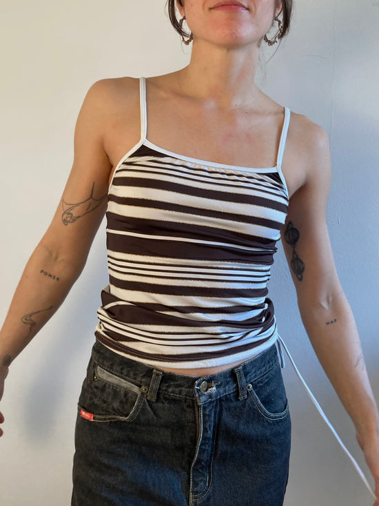 Top Vintage Y2K Spaghetti Strap Glitter Top Women – S