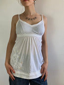 Top Vintage Y2K White Ruffle Spaghetti Strap Women – XS