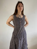 Dress Vintage Y2K Grey Purple Multi Detail Flowing Layering Summer Women – S/M