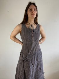 Dress Vintage Y2K Grey Purple Multi Detail Flowing Layering Summer Women – S/M