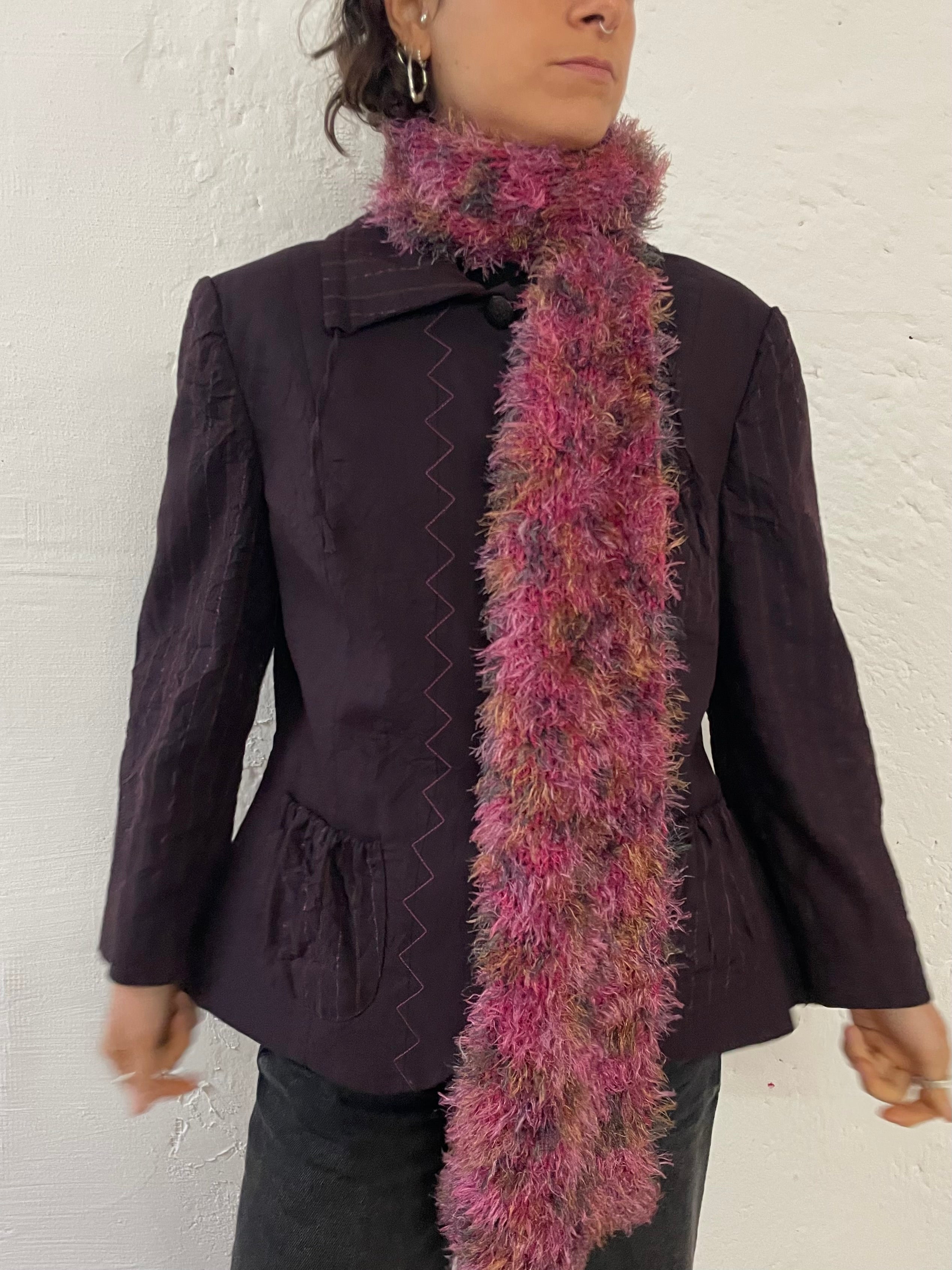 Vintage Blazer Padded Puffy Shoulders Purple – M