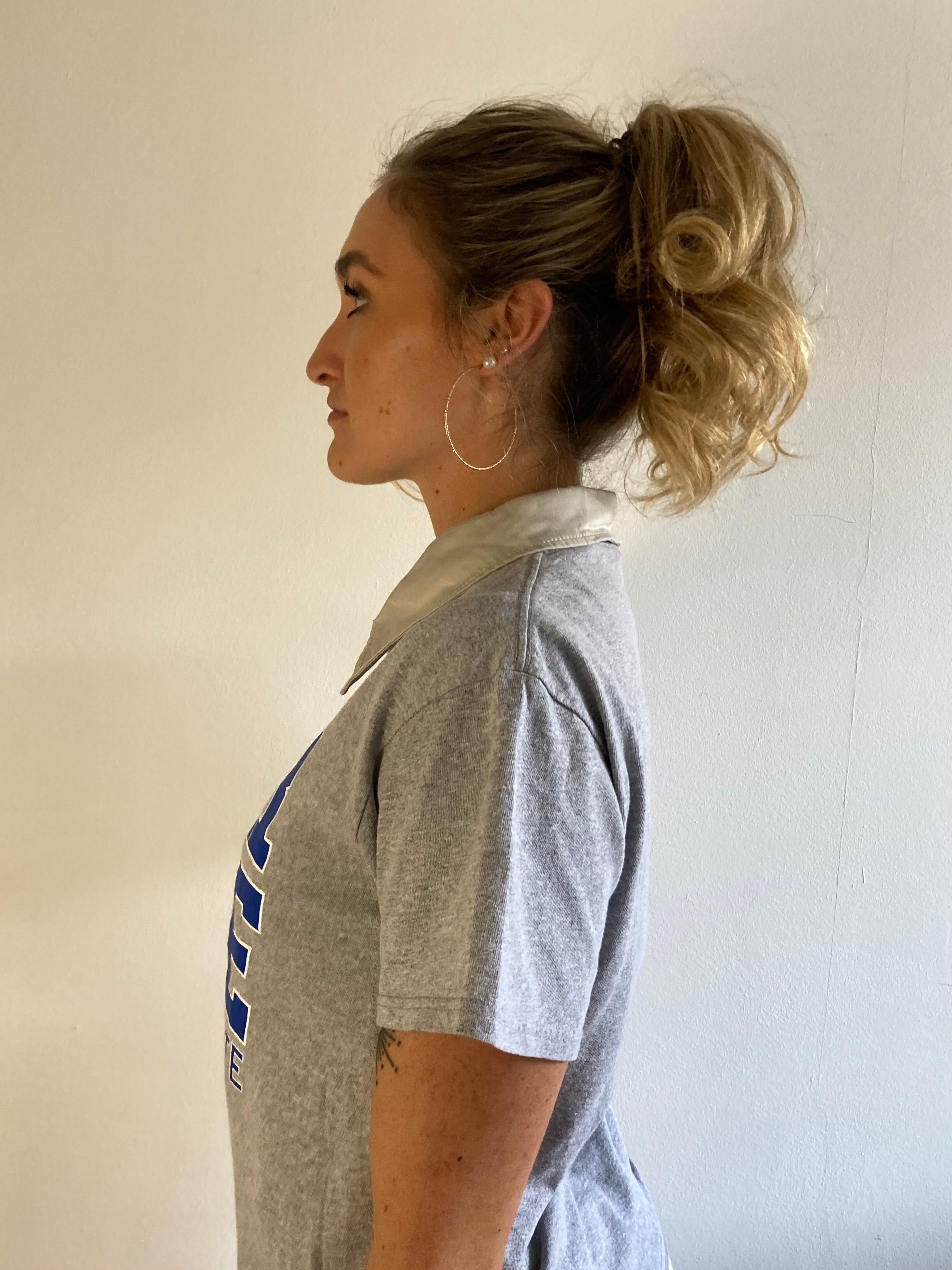 T-Shirt Vintage University Logo Front Print Grey Blue – M