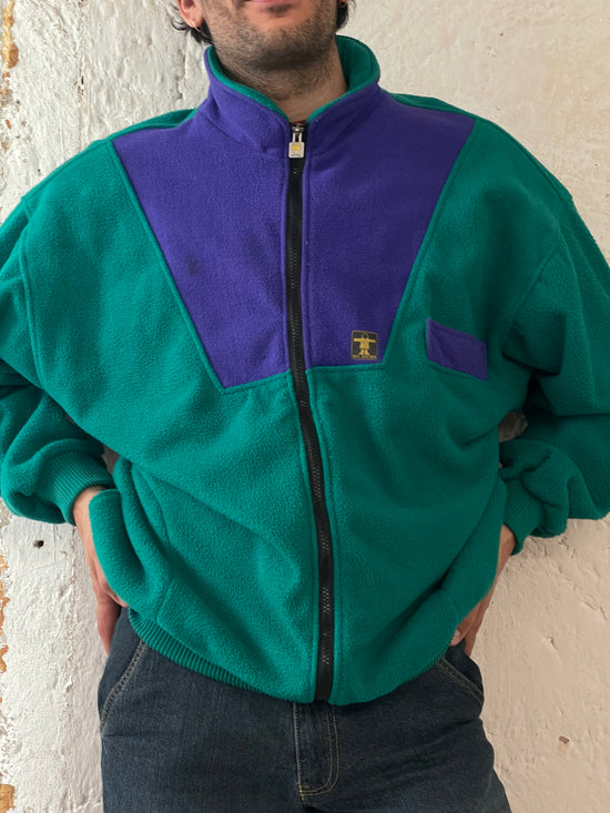 Vintage Fleece Jacket Cotton Blend Made in France Green Unisex – XL