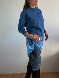 Jeans Vintage Dark Blue Denim 3/4 Pants Pattern Spring Women – S