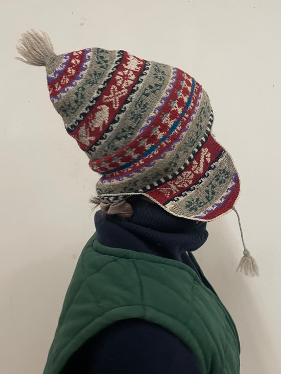 Winter Beanie Pointed Shape with Ear Covers – One Size