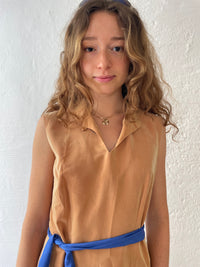 Stoff Kleid braun M (ohne Gürtel)