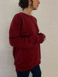 Classic Red Long Sleeve Sweater Crew Neck – L