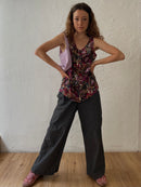 Blumiges ärmelloses Shirt M - Kleiderhaufen - Default Title