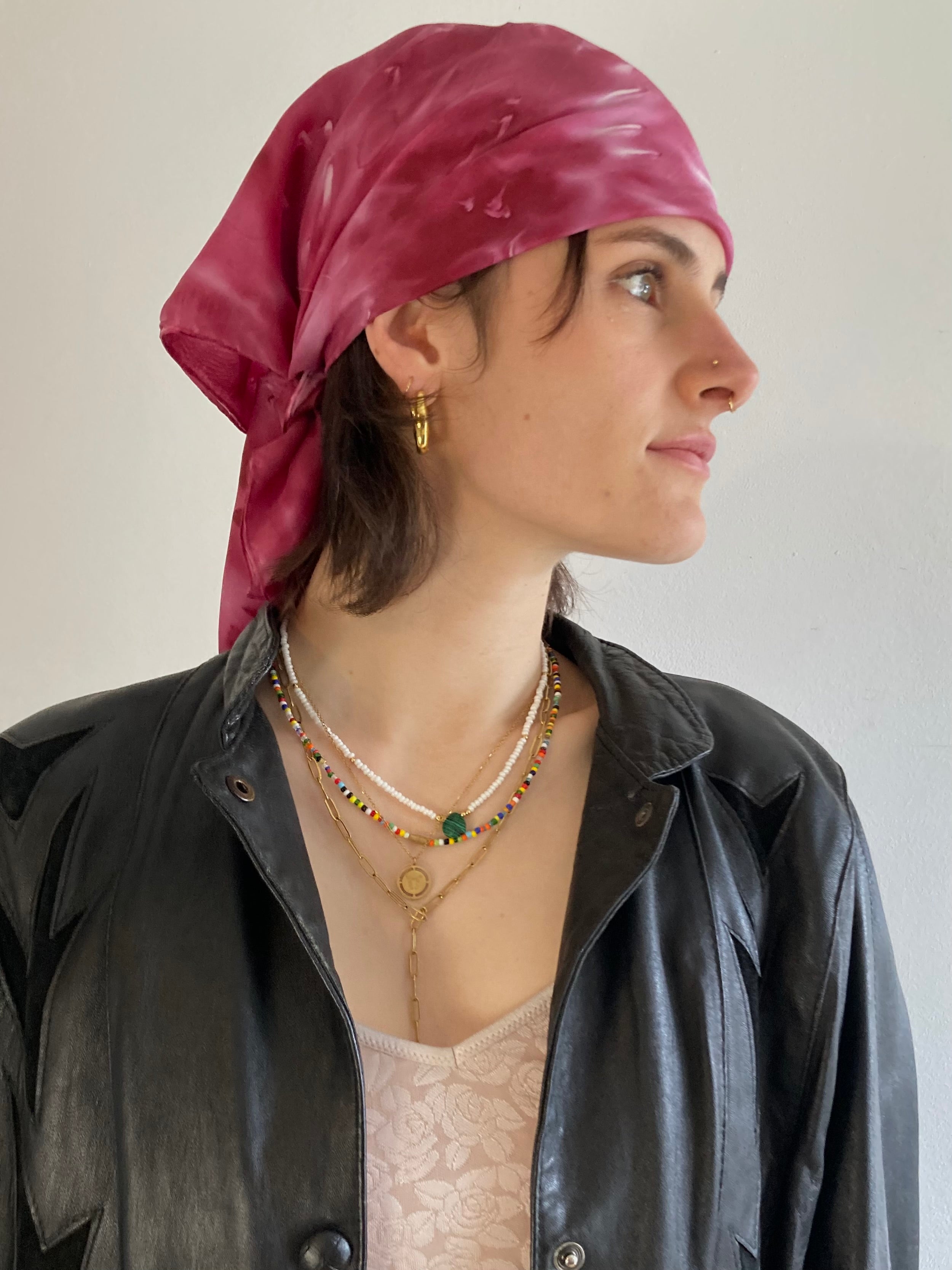 Scarf Vintage Pink Floral Neck & Head Women – One Size