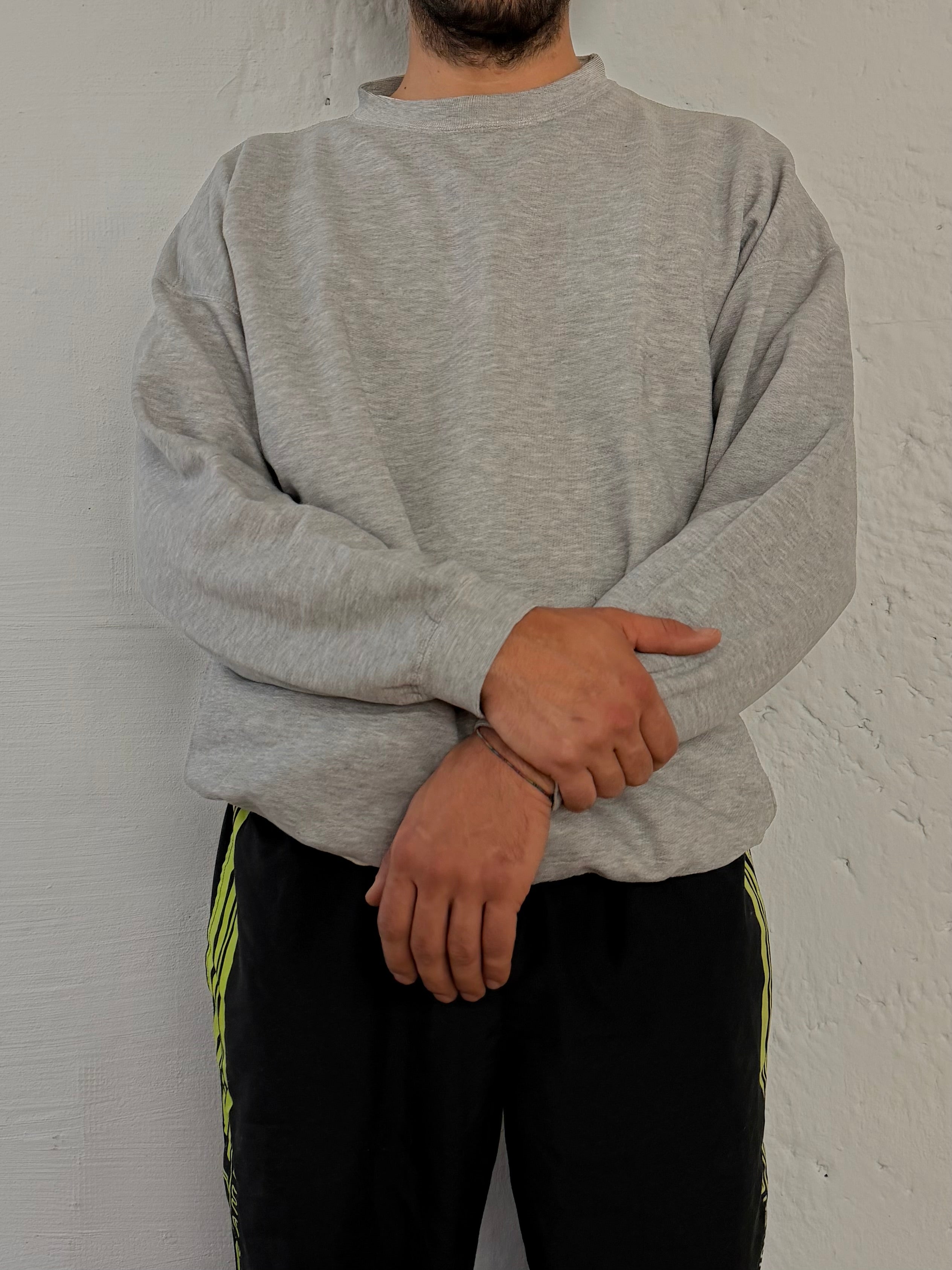 Vintage Grey Sweater Oversized Classic Long Sleeve – L