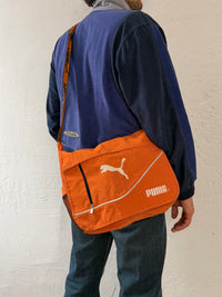 Vintage Puma Shoulder Bag Orange with Front Pattern & Black Details - One Size