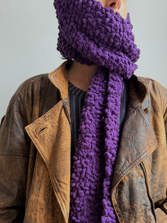 Vintage Fluffy Scarf Purple - One Size