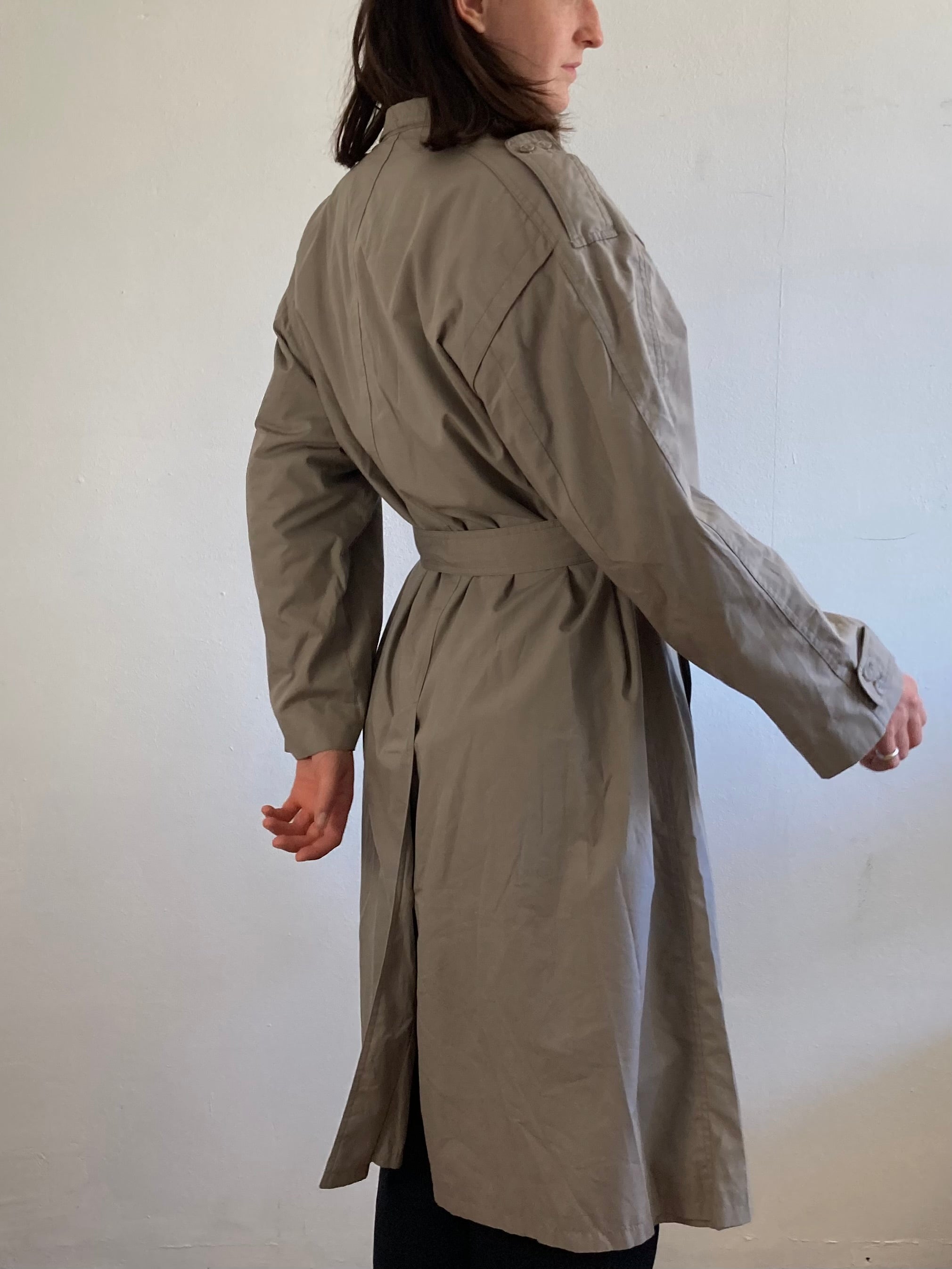 Coat Vintage Trench Tailored Spring Grey Unisex – M/L