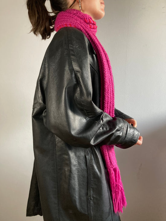 Coat Vintage Leather Jacket Skiner’s Black Coat – M/L