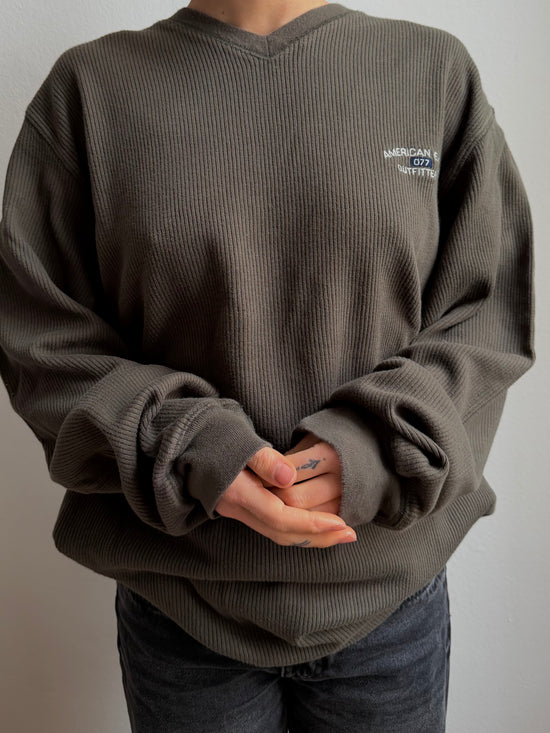 American Eagle Outfitters Longsleeve Olive Green 100% Cotton Unisex - L