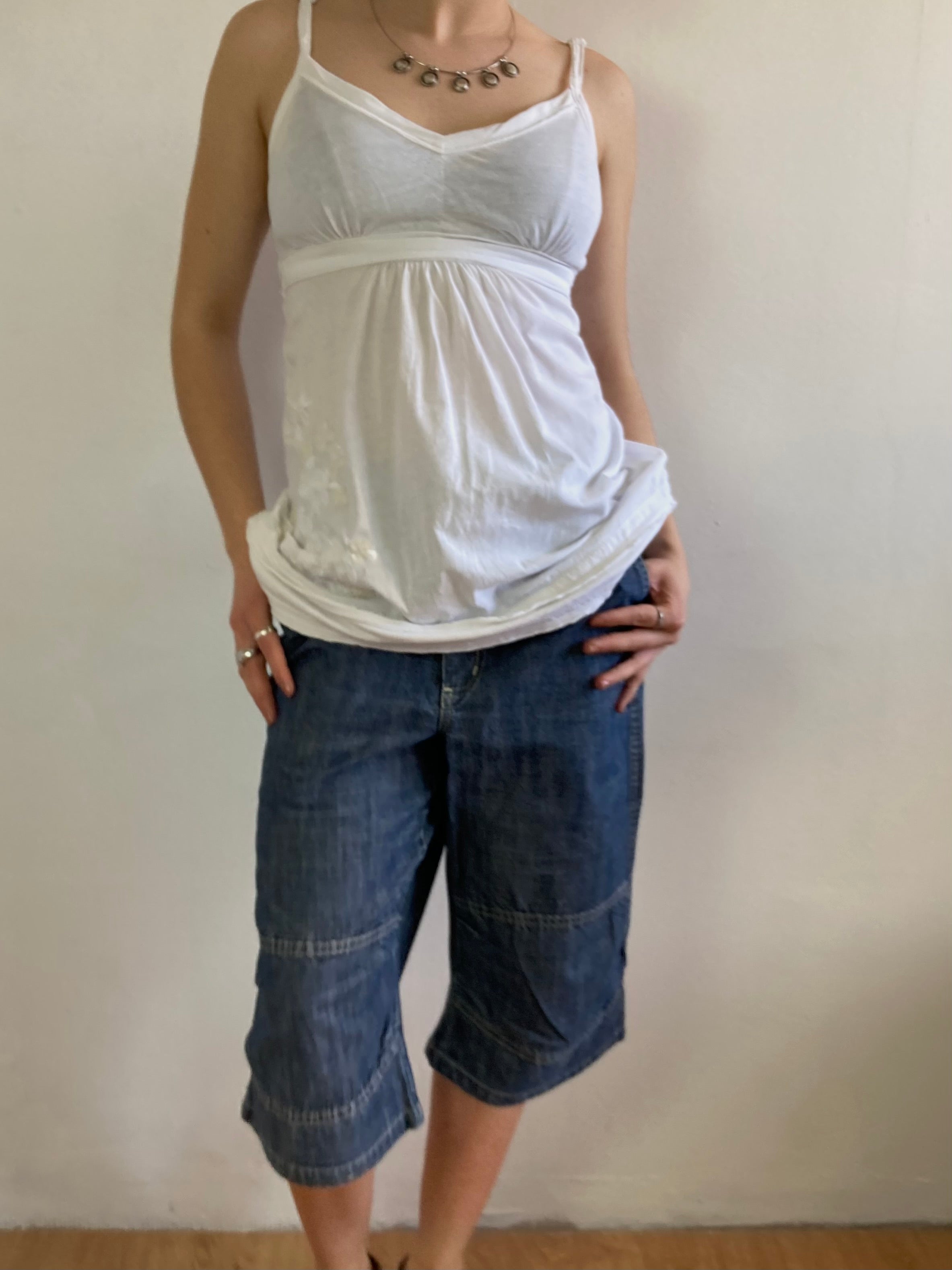 Top Vintage Y2K White Ruffle Spaghetti Strap Women – XS
