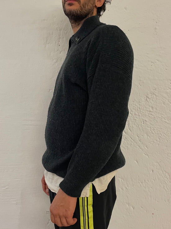 Vintage Paco Calvari Sweater Dark Grey High Neck Wool & Acrylic – M/L