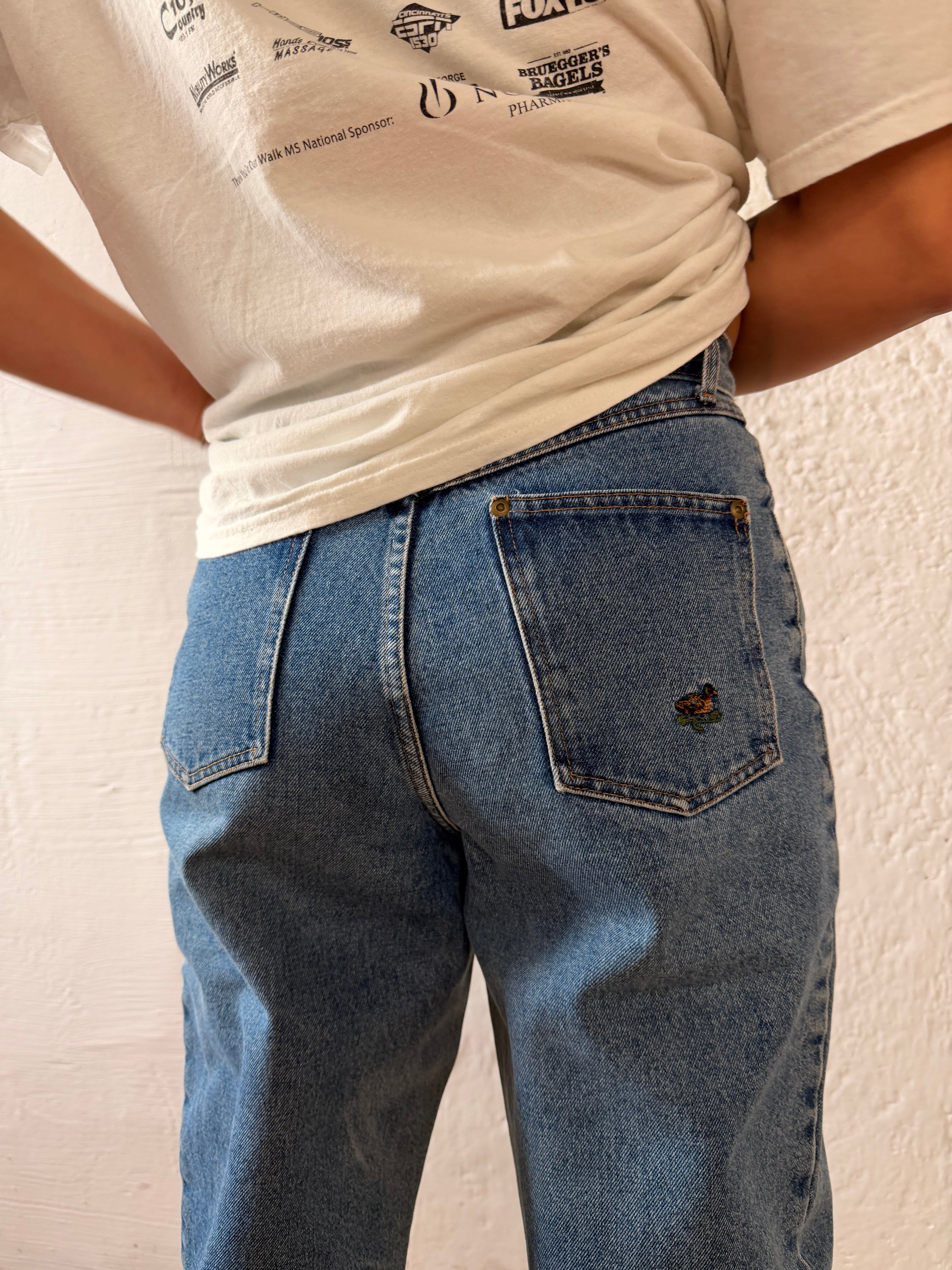 Vintage Jeans Blue with Front & Back Patches – L
