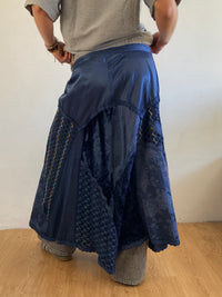 Long Skirt Vintage Italian Y2K Blue Glitter Layering Viscose Blend – S/M