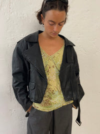 Lederjacke Schwarz Oversized M