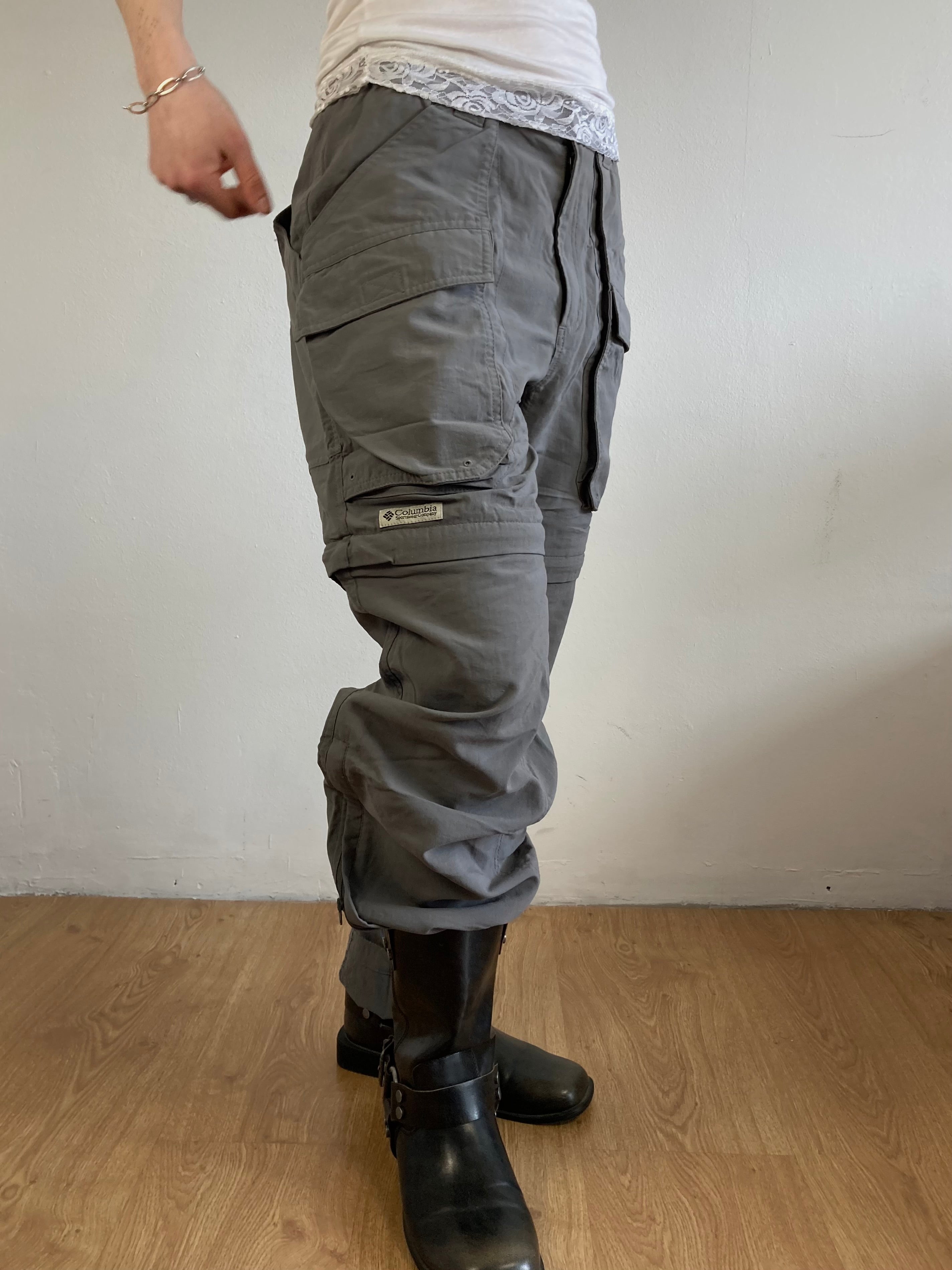 Pants Columbia Detachable Legs Trousers Unisex Dark Grey Straight Leg – S/M