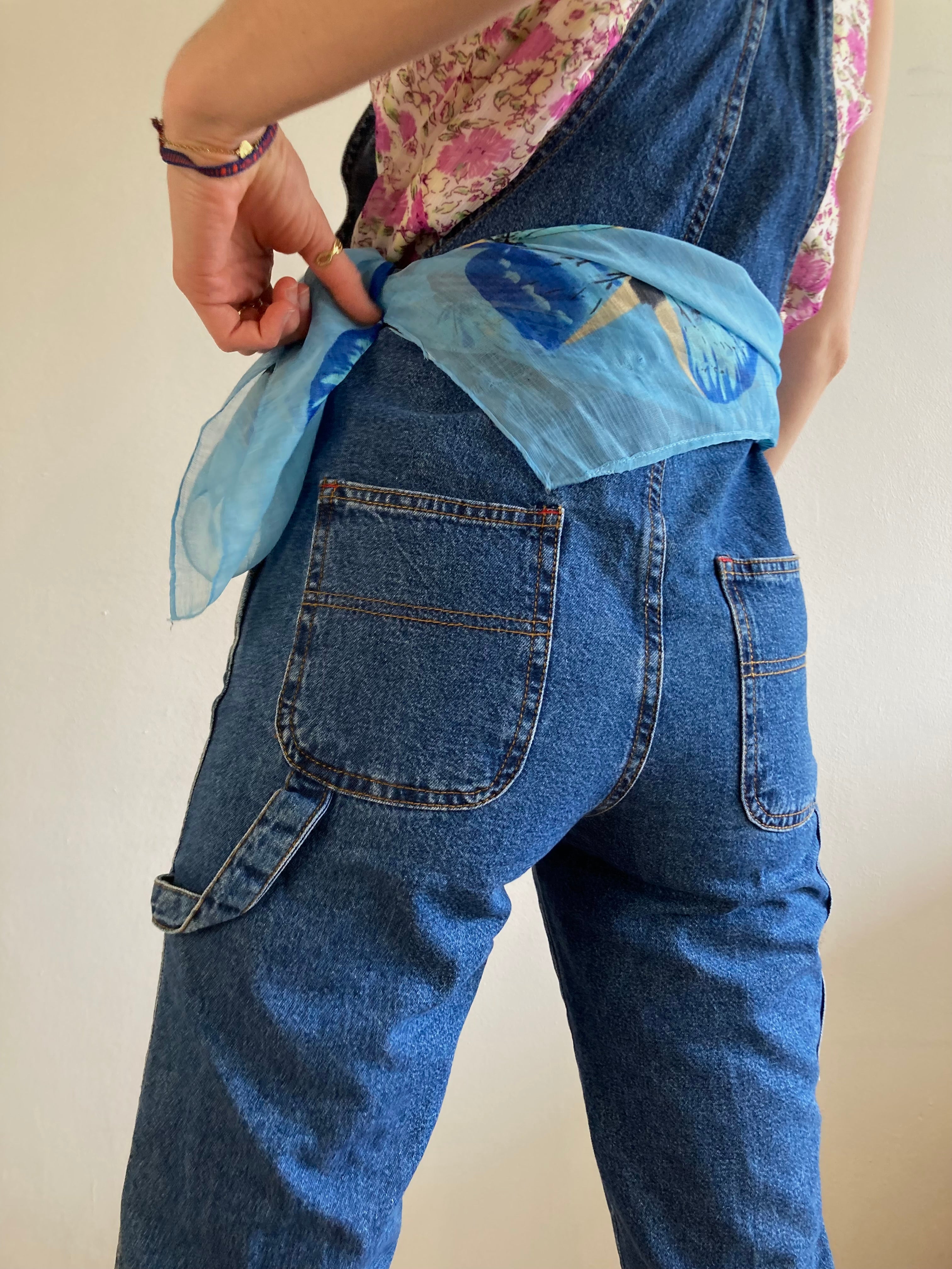 Overall Vintage Dungarees Blue Cotton Struggle’s UnisexPants – 32/34