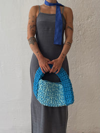 Gehäkelte große Handtasche Blau