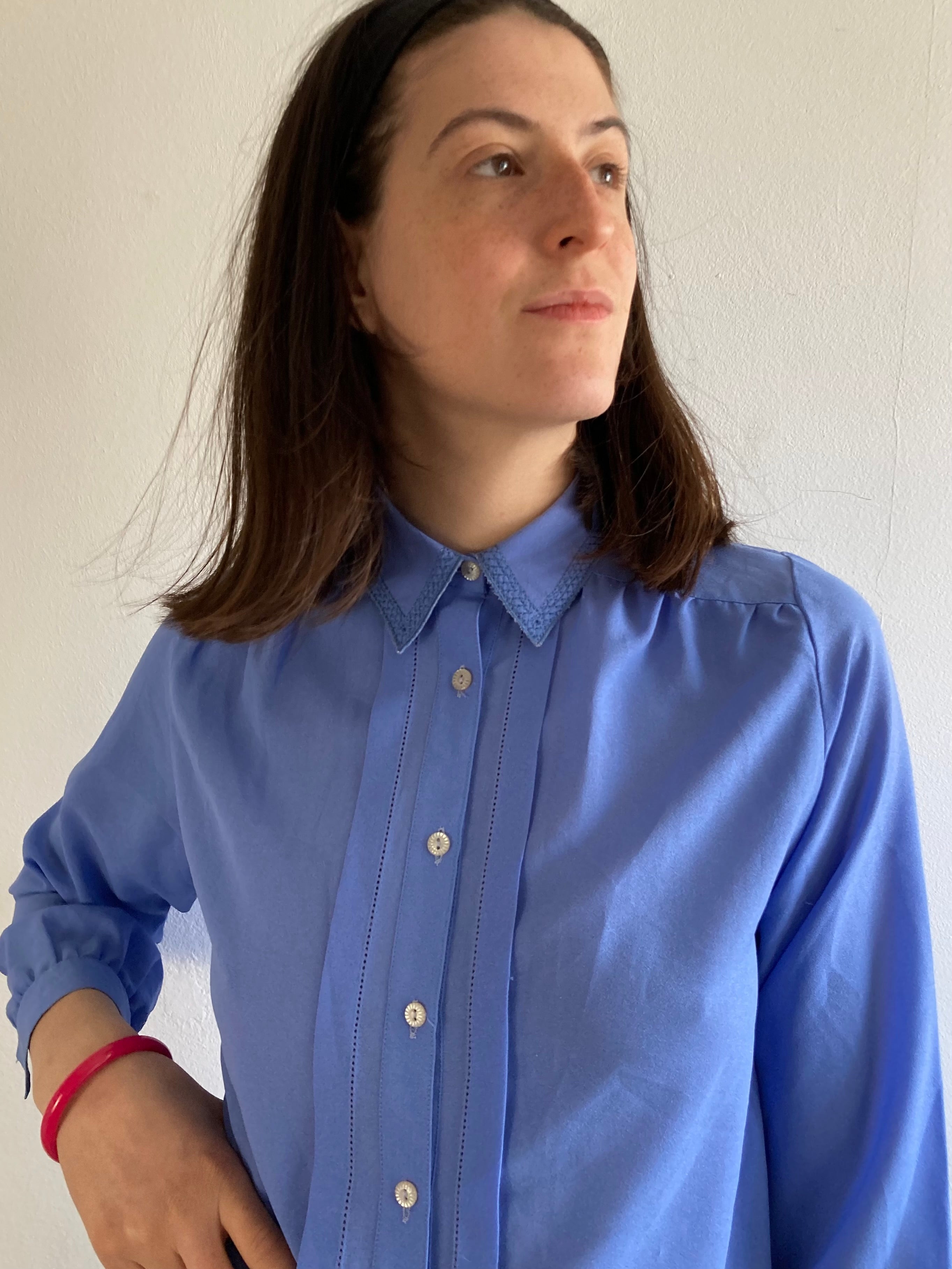 Blouse Vintage Elegant Venere Made in Italy Blue Layering Women – M/L