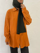 Oversized Bonita Shirt Orange Long Sleeve – M