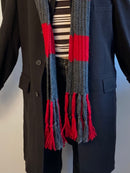 Scarf Grey Red Wool Extra Long Over 2m Spring Unisex – One Size