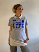 T-Shirt Vintage University Logo Front Print Grey Blue – M