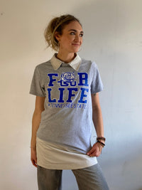 T-Shirt Vintage University Logo Front Print Grey Blue – M
