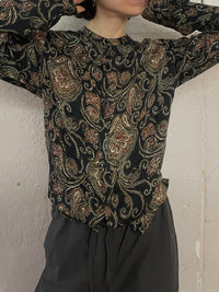 Gemusterte Bluse im Tshirt Stoff - Kleiderhaufen - Default Title