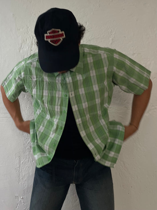 Kariertes kurzarm Hemd Unisex XL