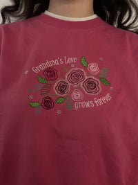 Vintage Sweater Pink Front Patch & Grandma Print – L