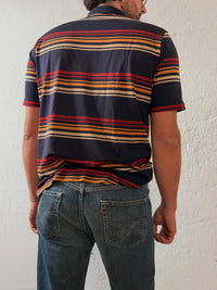 Polo Shirt Paul & Shark Yachting Black Striped with Orange & Yellow Details – L