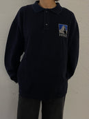 Polo Pullover Oversized Black Front Patch –  L