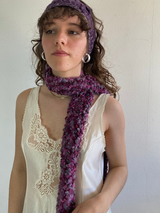 Scarf Vintage Purple Pink Plush Extra Long Unisex – One Size