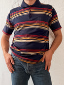 Polo Shirt Paul & Shark Yachting Black Striped with Orange & Yellow Details – L