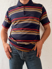 Polo Shirt Paul & Shark Yachting Black Striped with Orange & Yellow Details – L