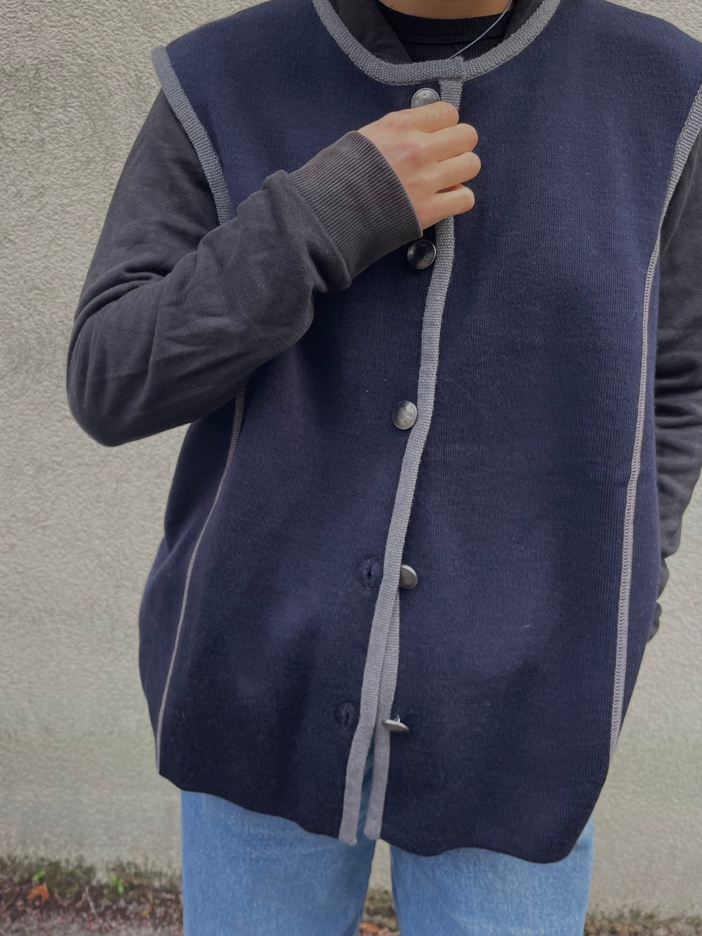 Dunkelblaue Weste Oversized