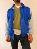 Vintage Track Jacket Blue White & Turquoise Polyester Unisex – L