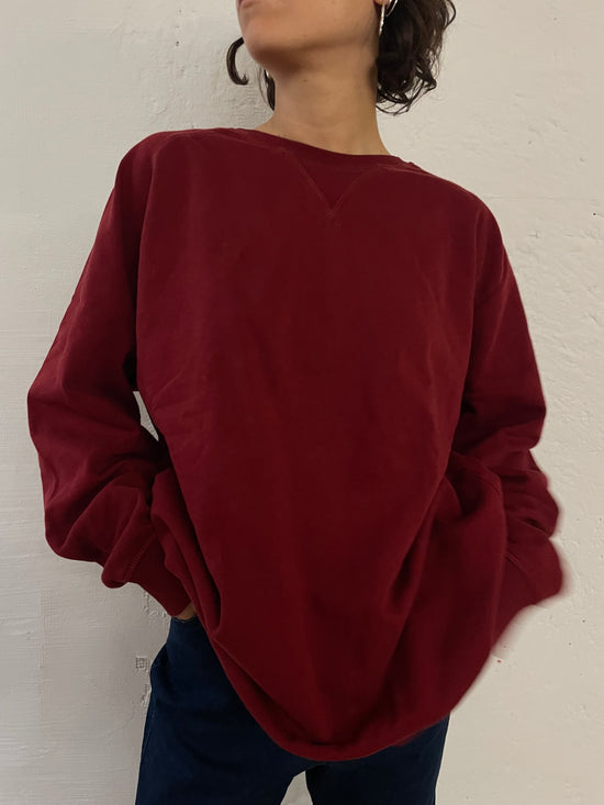 Classic Red Long Sleeve Sweater Crew Neck – L