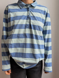 Bexleys Woman Polo Longsleeve Grey and Blue 100% Cotton Unisex - XL