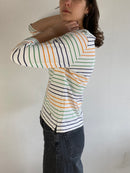 Longsleeve Vintage White Striped Classic Layering Shirt Women – S/M