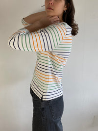 Longsleeve Vintage White Striped Classic Layering Shirt Women – S/M